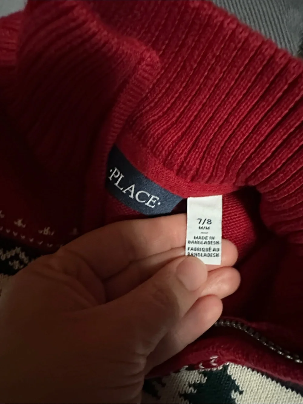 Kids Christmas  Red Reindeer Fair Isle Half-Zip Sweater